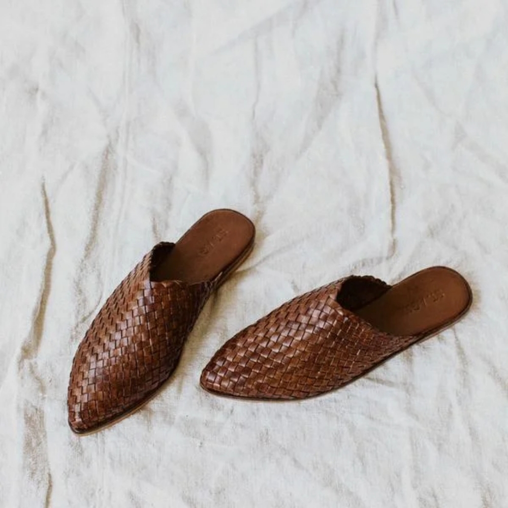 St Agni Caio Woven Mules. Antique Tan Size 37
